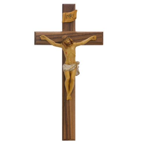 13 in. Walnut Crucifix Boxed