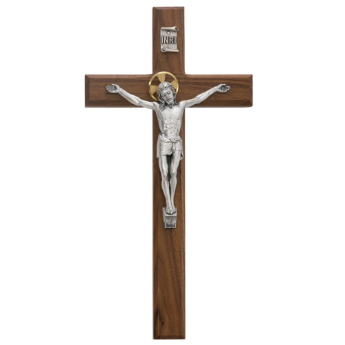 13 in. Walnut Crucifix Boxed