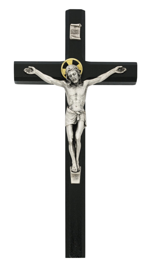 10in Black Painted Crucifix Boxed