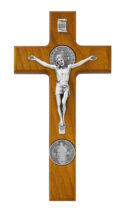 9" Walnut Stain Crucifix boxed