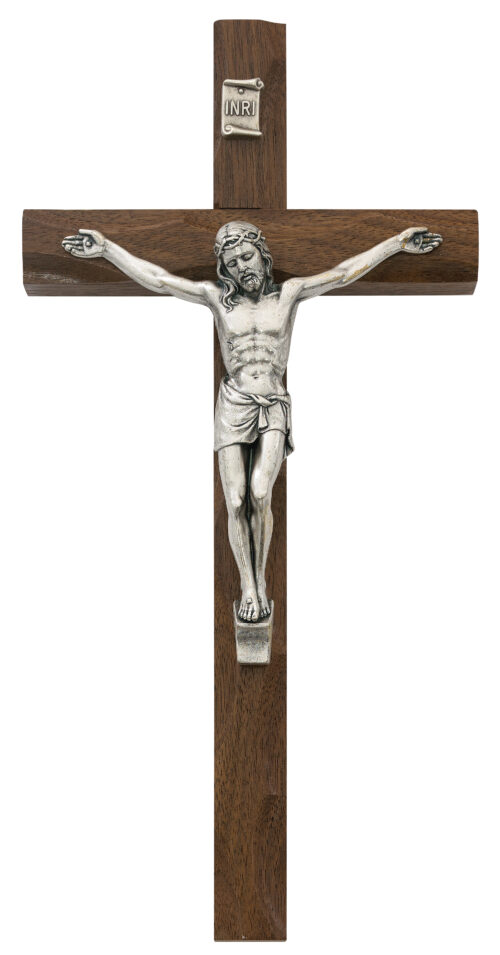 10 in. Walnut Crucifix Boxed