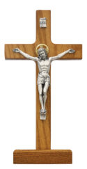 8 in. Walnut Standing Crucifix Boxed