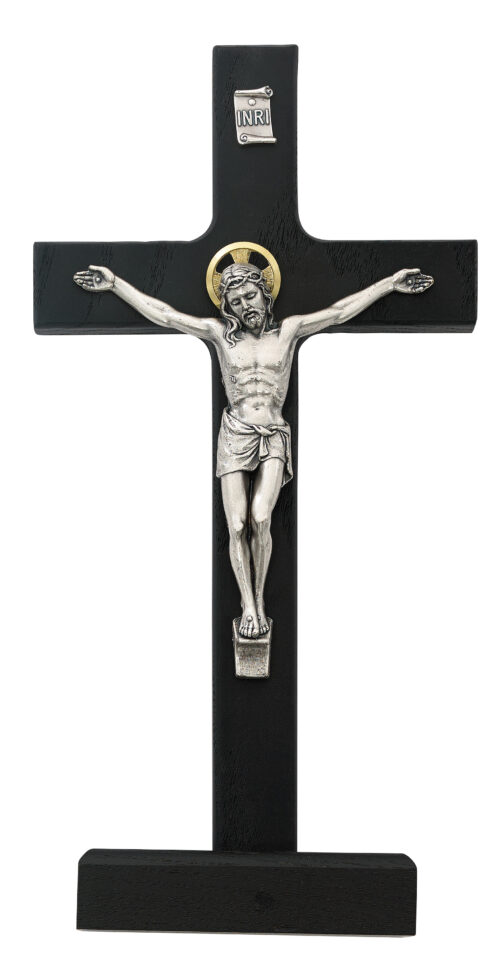 8 in. Black Standing Crucifix Boxed