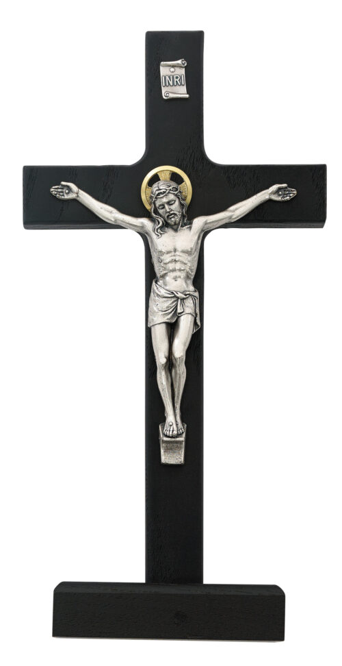 8 in. Black Standing Crucifix Boxed