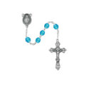 Aqua Glass March Rosary Boxed