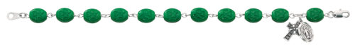 7.5in Green Shamrock Rosary Bracelet Boxed