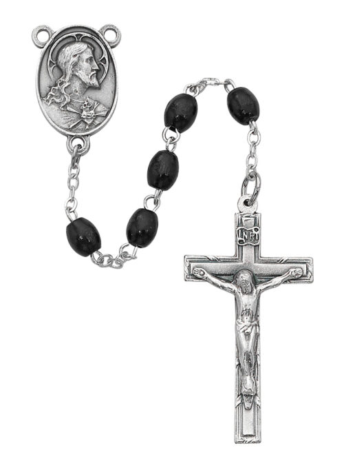 Black Oval Wood Rosary Boxed