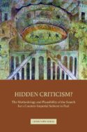 9781506428123 Hidden Criticism : The Methodology And Plausibility Of The Search For A Cou