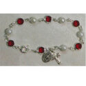 7.5in Red Crystal Rosary Bracelet Boxed