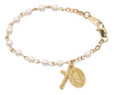 5-1/2" GOLD PLATED PEARL BABY BRACELET BOXED