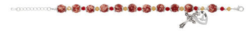 H.S. on Red Marbeline & Red Crystal Beads with Adjustable Links