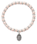 Pink Baby Stretch Bracelet and Sterling Medal Boxed