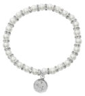 White Baby Stretch Bracelet and Pewter Angel Boxed