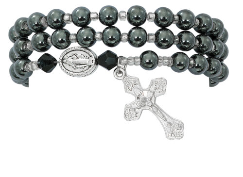 Hematite Twistable Rosary Bracelet Carded
