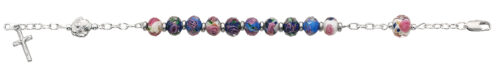 7.5in Multi Crystal Rosary Bracelet Boxed