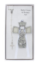 Guardian Angel Crib cross and Rosary Set Boxed