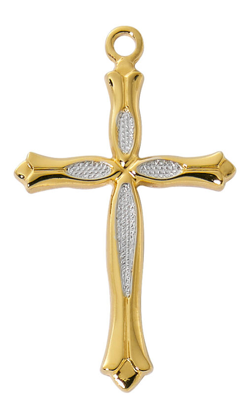 Gold over Sterling Two-tone cross boxed