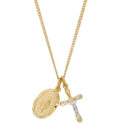 Gold over Sterling Silver Miraculous and Crucifix