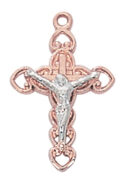 Rose Gold on Sterling Two Tone Crucifix Boxed