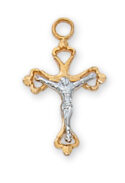 Gold over Sterling Two Tone Crucifix Pendant