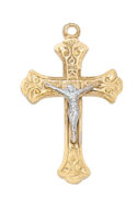 Gold over Sterling Two Tone Crucifix Pendant