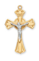Gold over Sterling Two Tone Crucifix Pendant