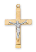 Gold over Sterling Two Tone Crucifix Pendant