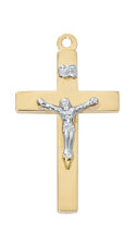 Gold over Sterling Two Tone Crucifix Pendant