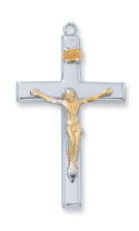Sterling Silver Two Tone Crucifix Pendant