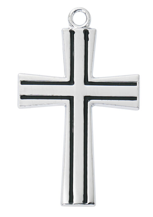 Sterling Silver Large Cross with Black epoxy