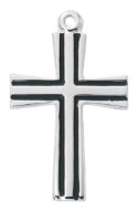 Sterling Silver Cross with Black Boxed