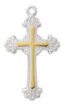 Two-tone Silver with Gold Cross
