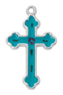 Sterling Silver Cross with Blue Boxed
