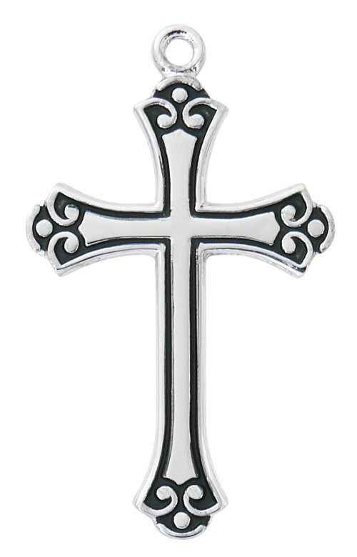 Sterling Silver Cross with Black Boxed