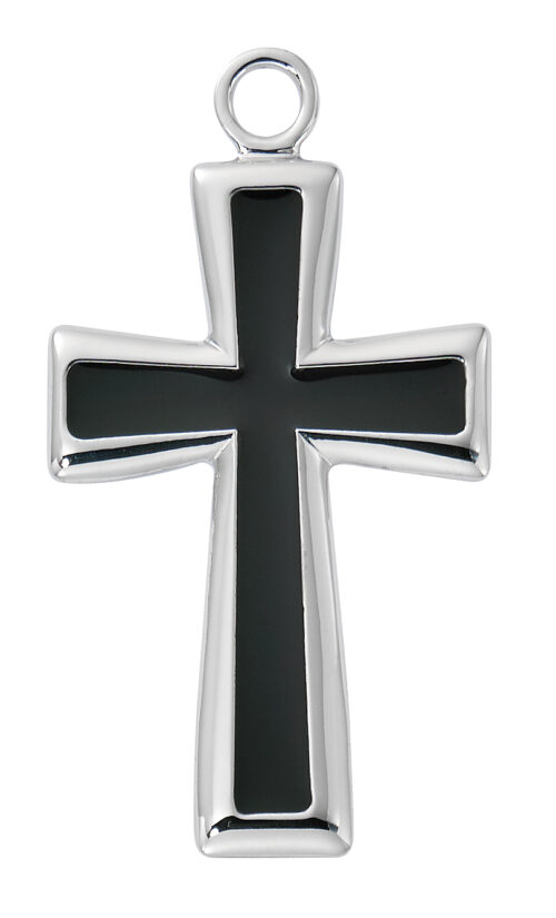 Sterling Silver Cross with Black Boxed