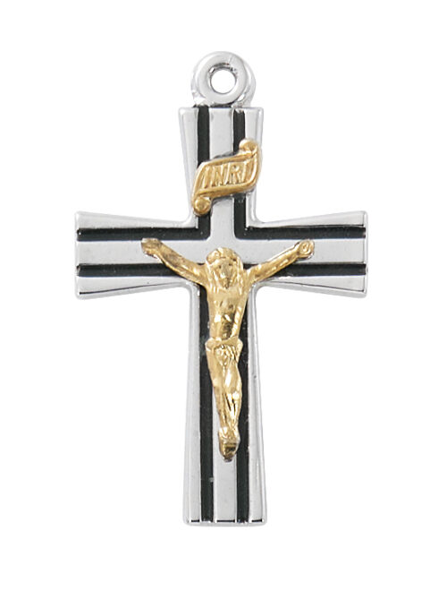 Sterling Silver Two-tone Crucifix Boxed