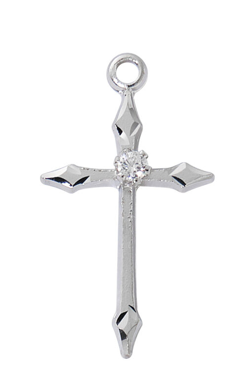 Sterling Silver Cross with stone boxed