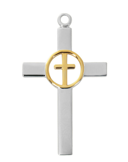 Sterling Silver Cross with Gold Cross boxed