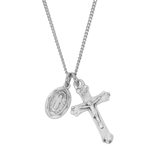 Sterling Silver Miraculous and Crucifix
