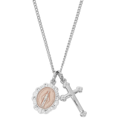 Sterling Silver Miraculous and Cross