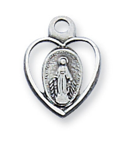 Sterling Silver Miraculous pendant on 13" chain boxed