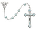 blue baby rosary boxed