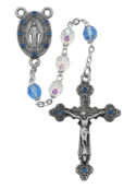 Aurora and Blue Glass Rosary Boxed