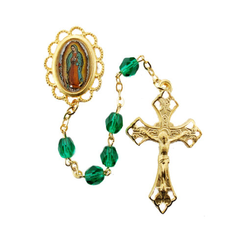Green Lady of Guadalupe Rosary Boxed