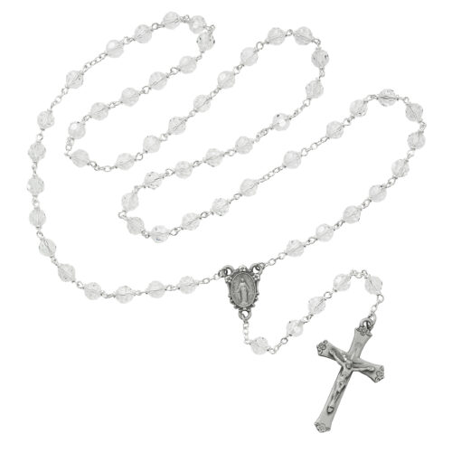 Crystal Tin Cut Rosary Boxed