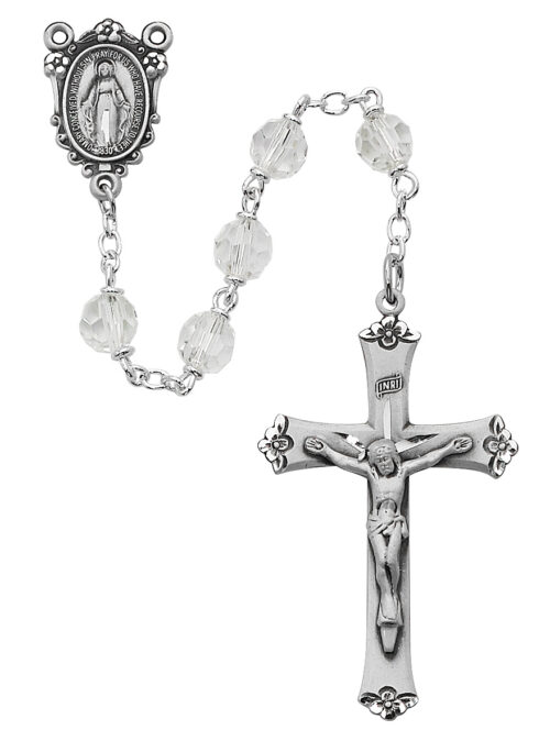 Crystal Tin Cut Rosary Boxed
