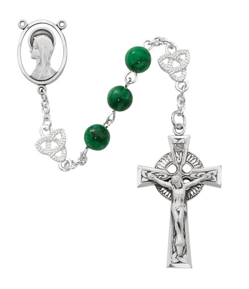 Irish Jade Glass Rosary Boxed