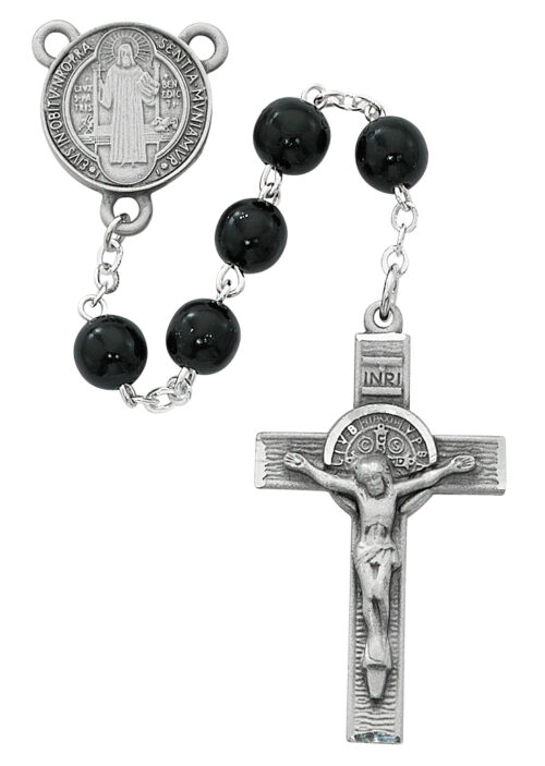 Black Wood St Benedict Rosary Boxed