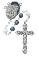 Blue and White Lourdes Rosary Boxed