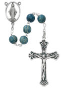 Light Blue Wood Rosary Boxed